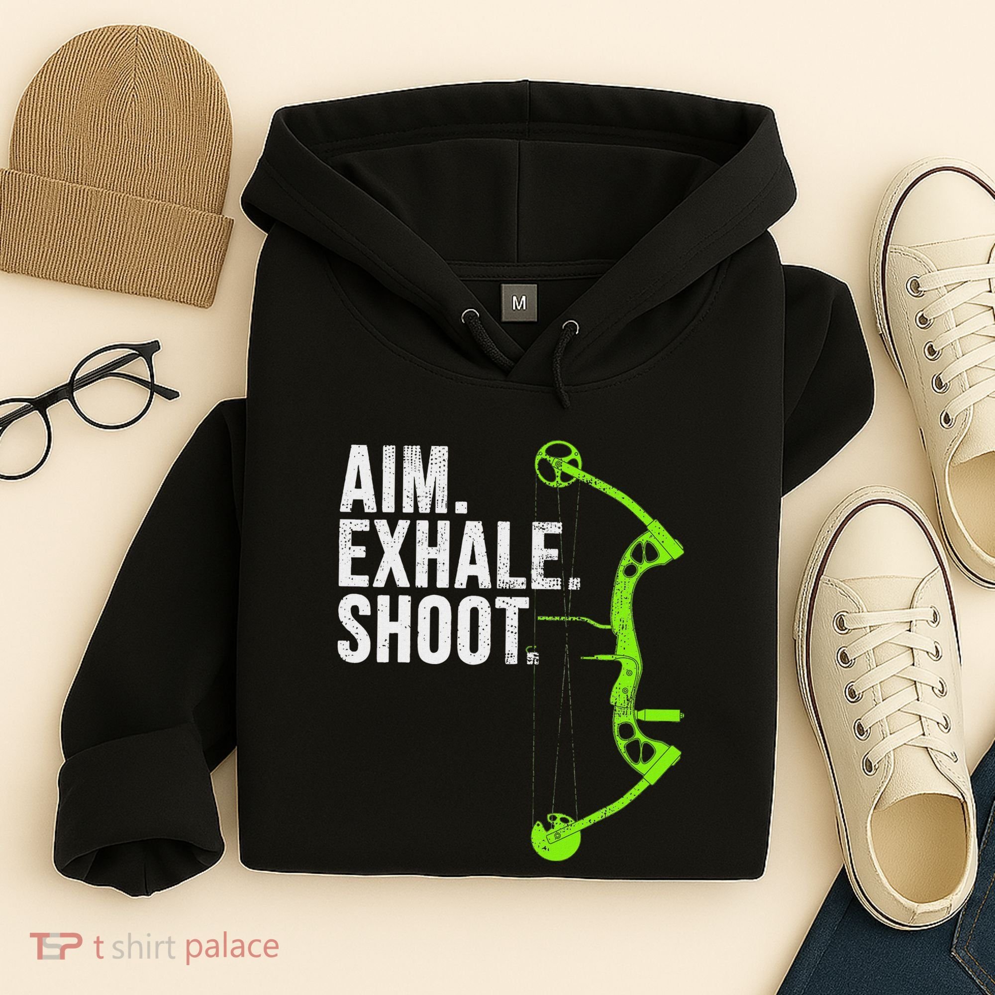 Archery Bow Hunting Aim Exhale Shoot Hoodie