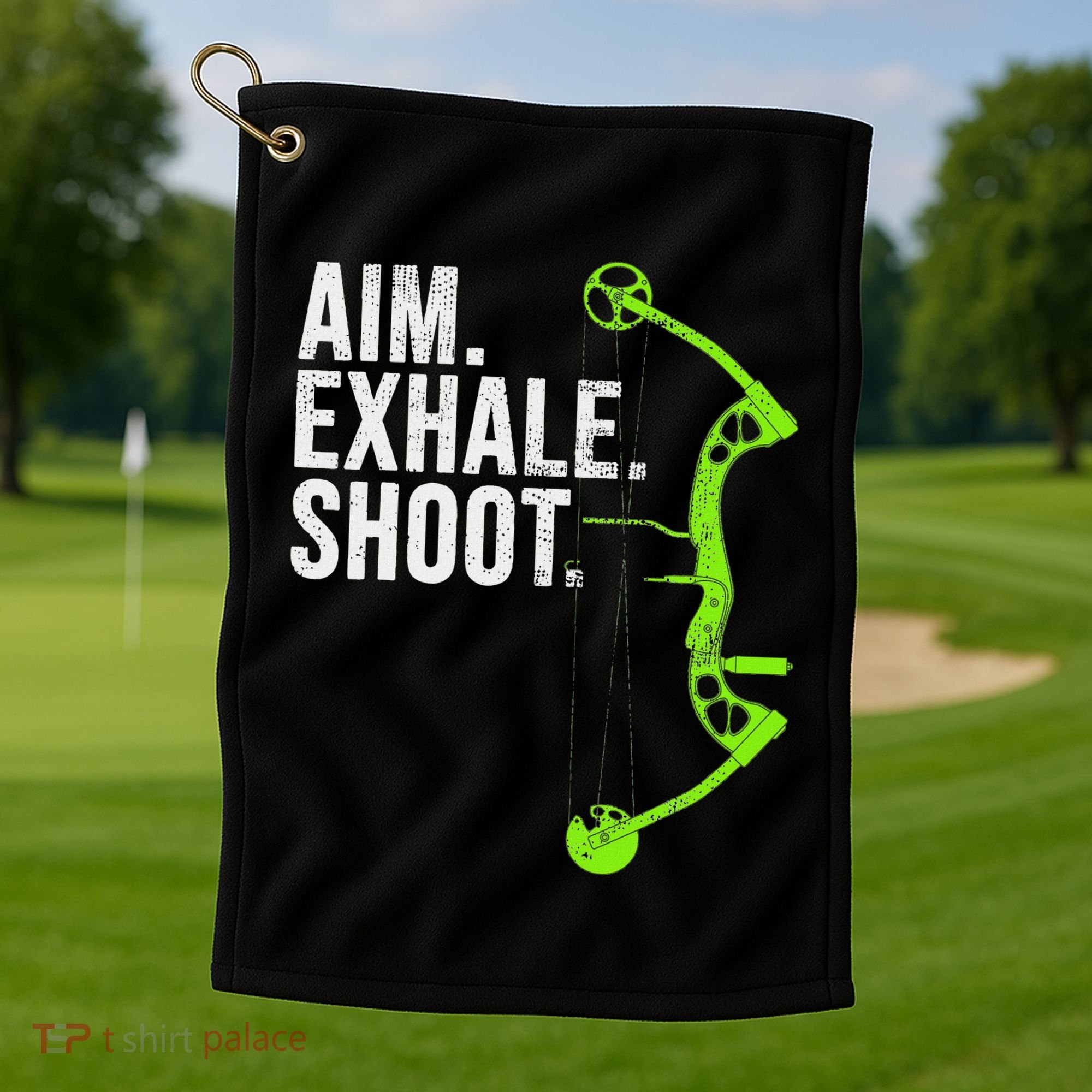 Archery Bow Hunting Aim Exhale Shoot Golf Towel