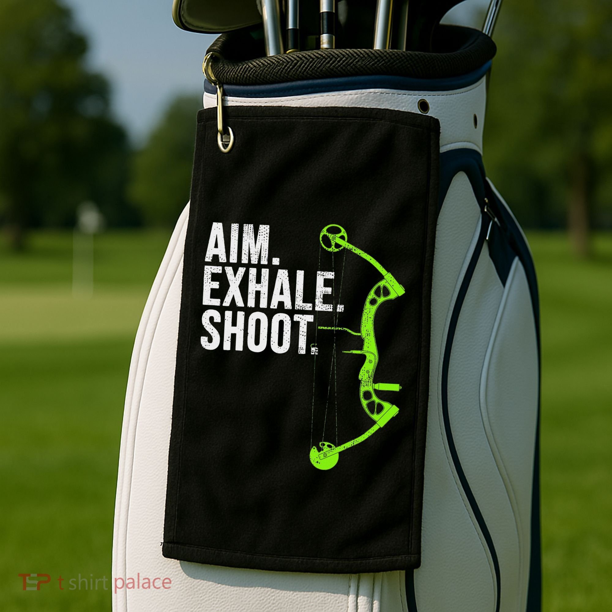 Archery Bow Hunting Aim Exhale Shoot Golf Towel