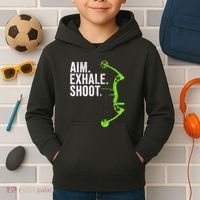 Archery Bow Hunting Aim Exhale Shoot Kids Hoodie thumb 2
