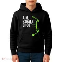 Archery Bow Hunting Aim Exhale Shoot Kids Hoodie thumb 4