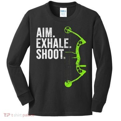 Archery Bow Hunting Aim Exhale Shoot Kids Long Sleeve Shirt