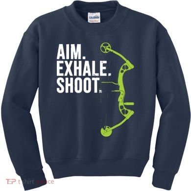 Archery Bow Hunting Shirts Aim Exhale Shoot Kids Sweatshirt