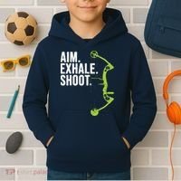 Archery Bow Hunting Shirts Aim Exhale Shoot Kids Hoodie thumb 2