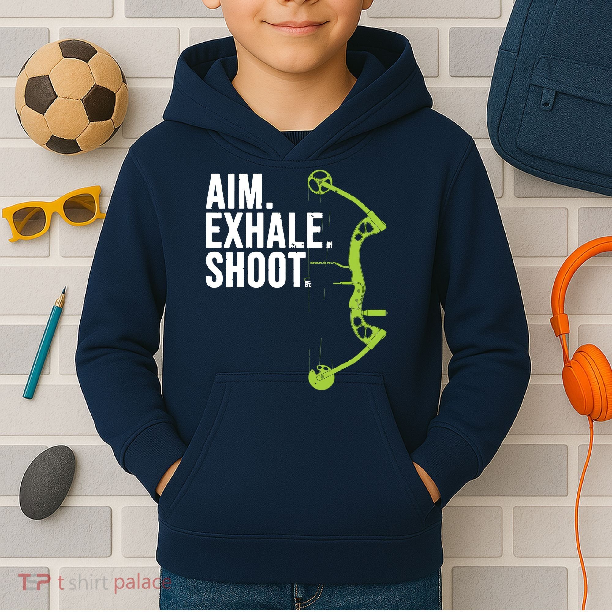 Archery Bow Hunting Shirts Aim Exhale Shoot Kids Hoodie
