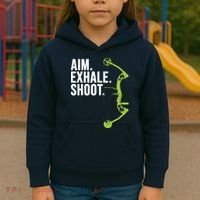 Archery Bow Hunting Shirts Aim Exhale Shoot Kids Hoodie thumb 3