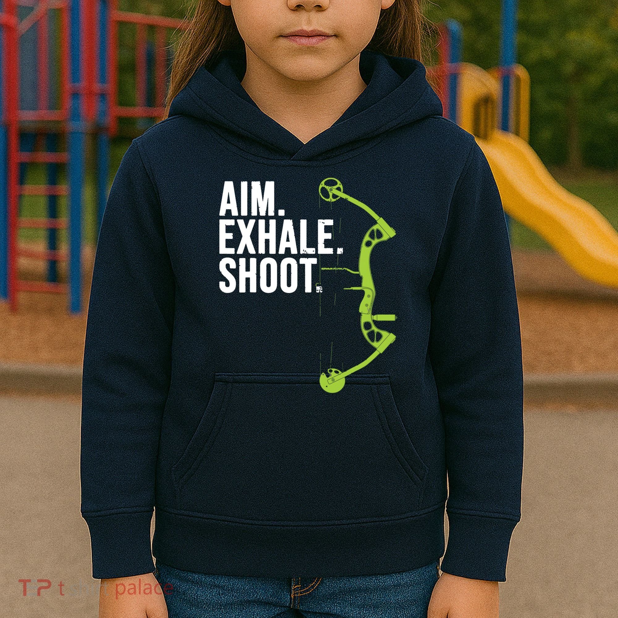 Archery Bow Hunting Shirts Aim Exhale Shoot Kids Hoodie