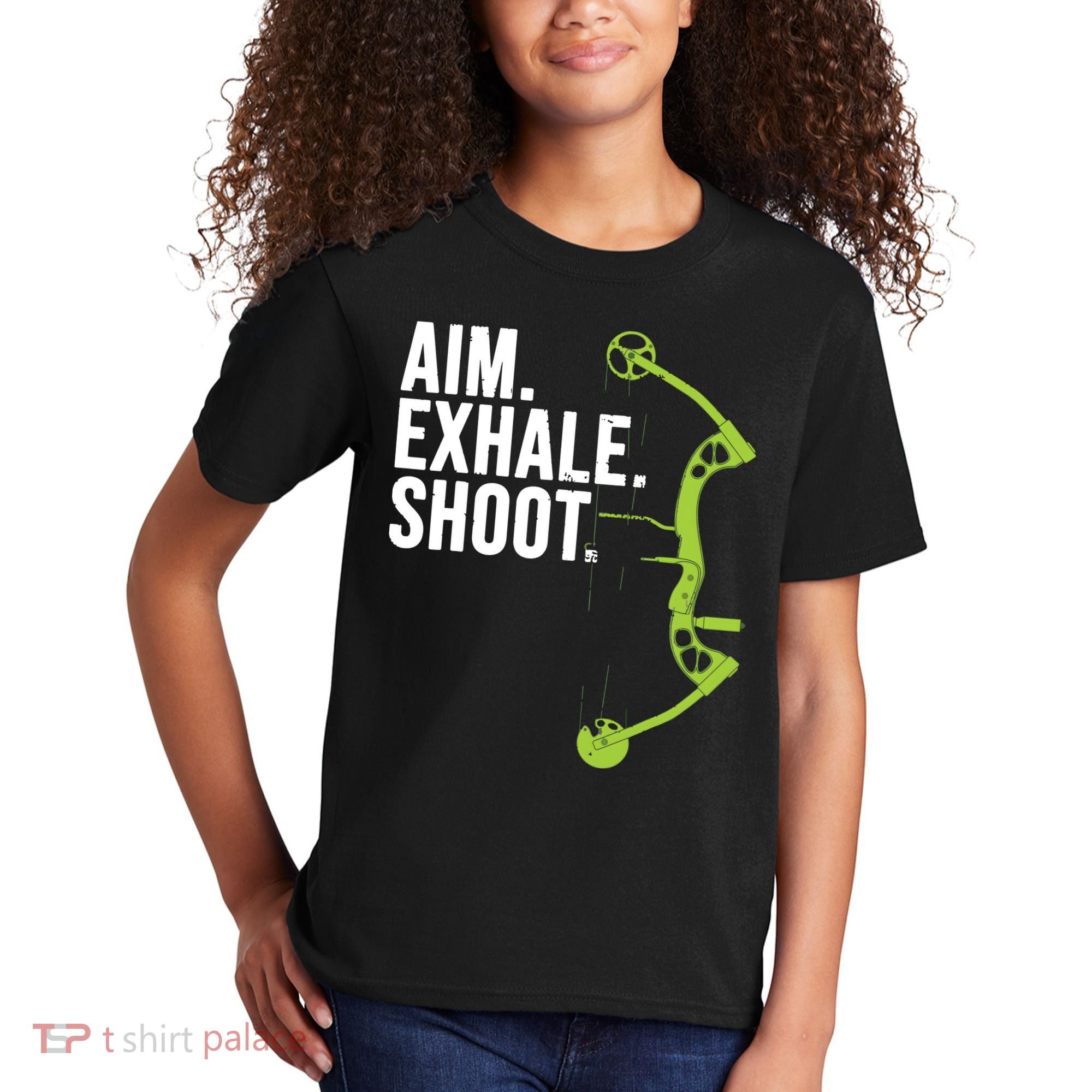Archery Bow Hunting Shirts Aim Exhale Shoot Kids T-Shirt
