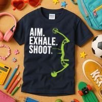 Archery Bow Hunting Shirts Aim Exhale Shoot Kids T-Shirt thumb 3