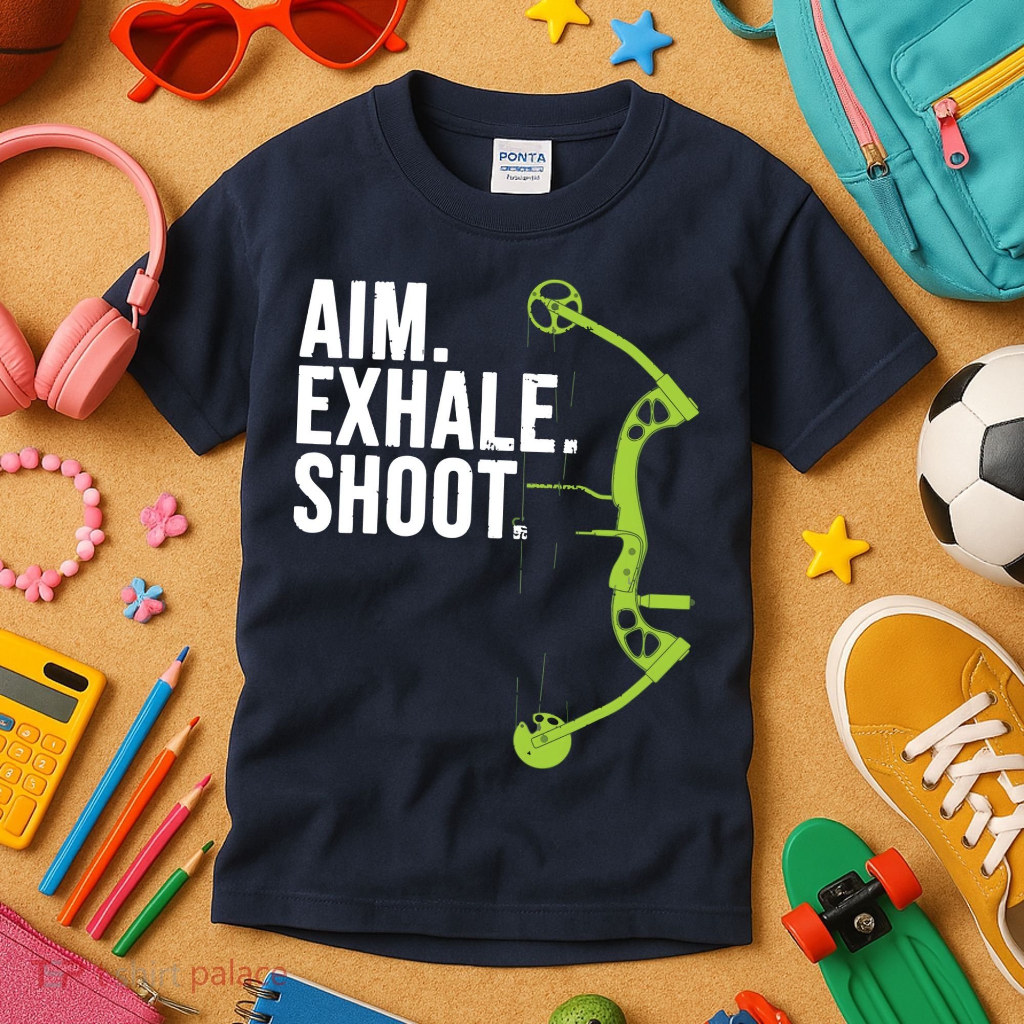 Archery Bow Hunting Shirts Aim Exhale Shoot Kids T-Shirt