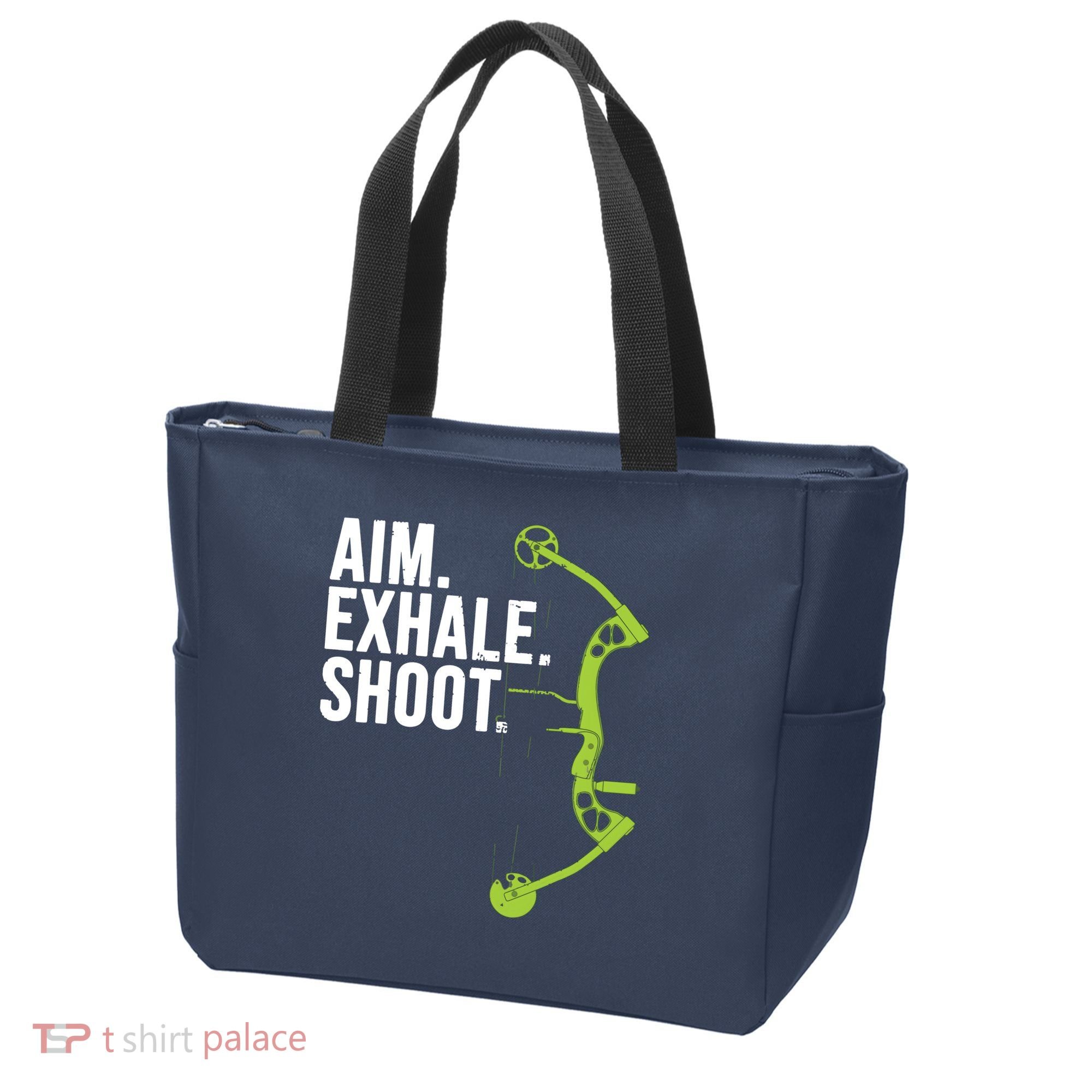 Archery Bow Hunting Shirts Aim Exhale Shoot Tote Bag
