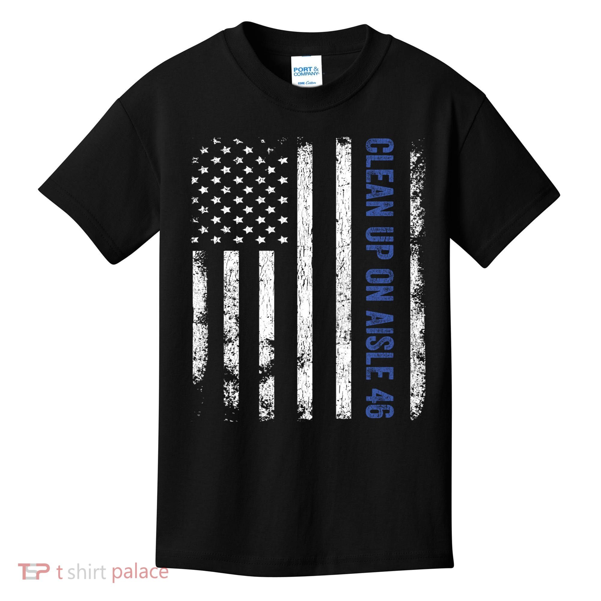 Anti Biden Impeach 46 8646 Clean Up On Aisle 46 Pro USA Flagd Kids T-Shirt