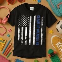 Anti Biden Impeach 46 8646 Clean Up On Aisle 46 Pro USA Flagd Kids T-Shirt thumb 3