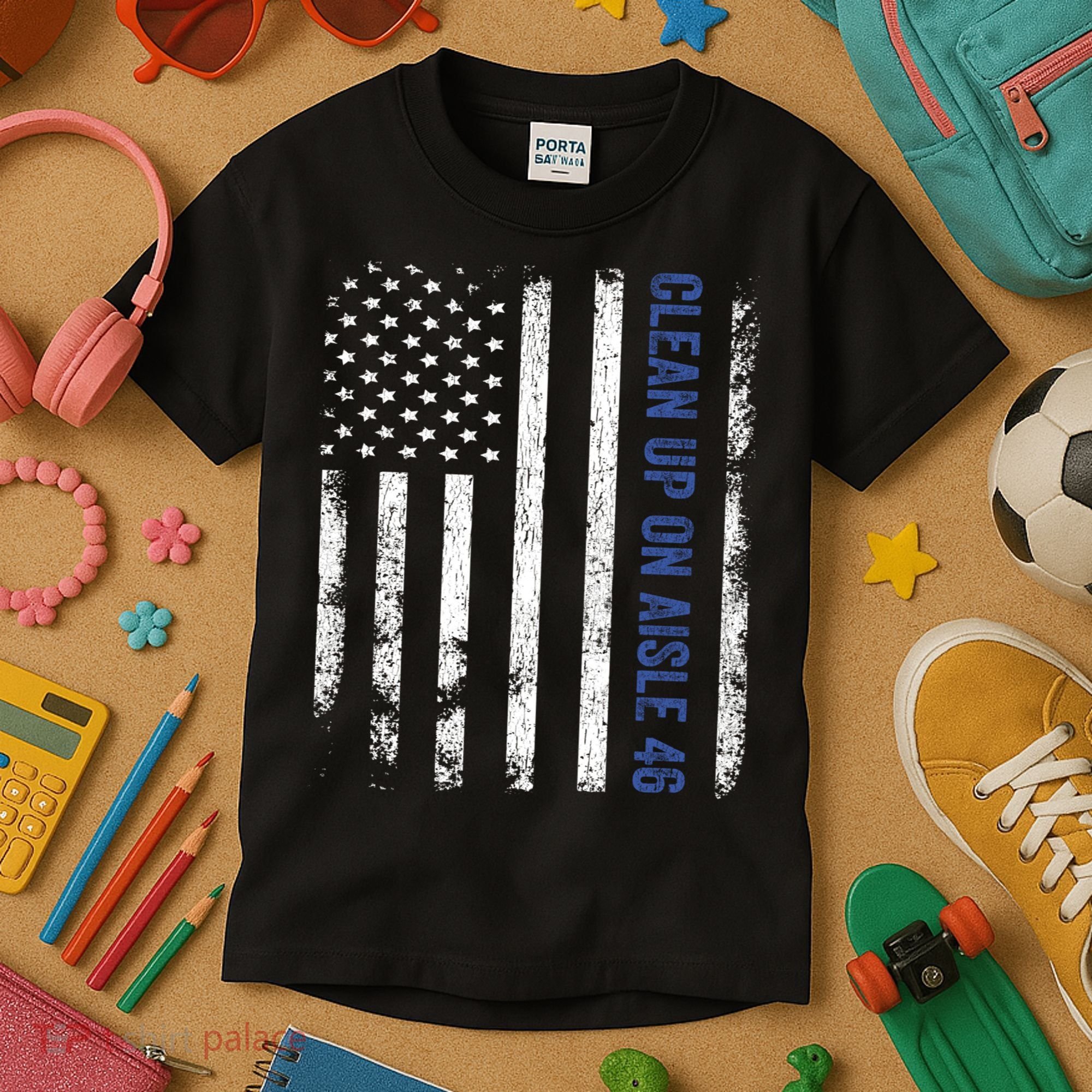 Anti Biden Impeach 46 8646 Clean Up On Aisle 46 Pro USA Flagd Kids T-Shirt