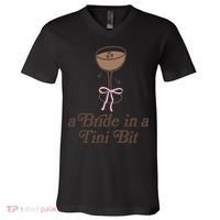 A Bride In A Tini Bit Cocktail Bow Coquette Bachelorette V-Neck T-Shirt thumb 0