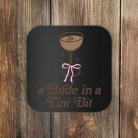 A Bride In A Tini Bit Cocktail Bow Coquette Bachelorette Coaster thumb 0