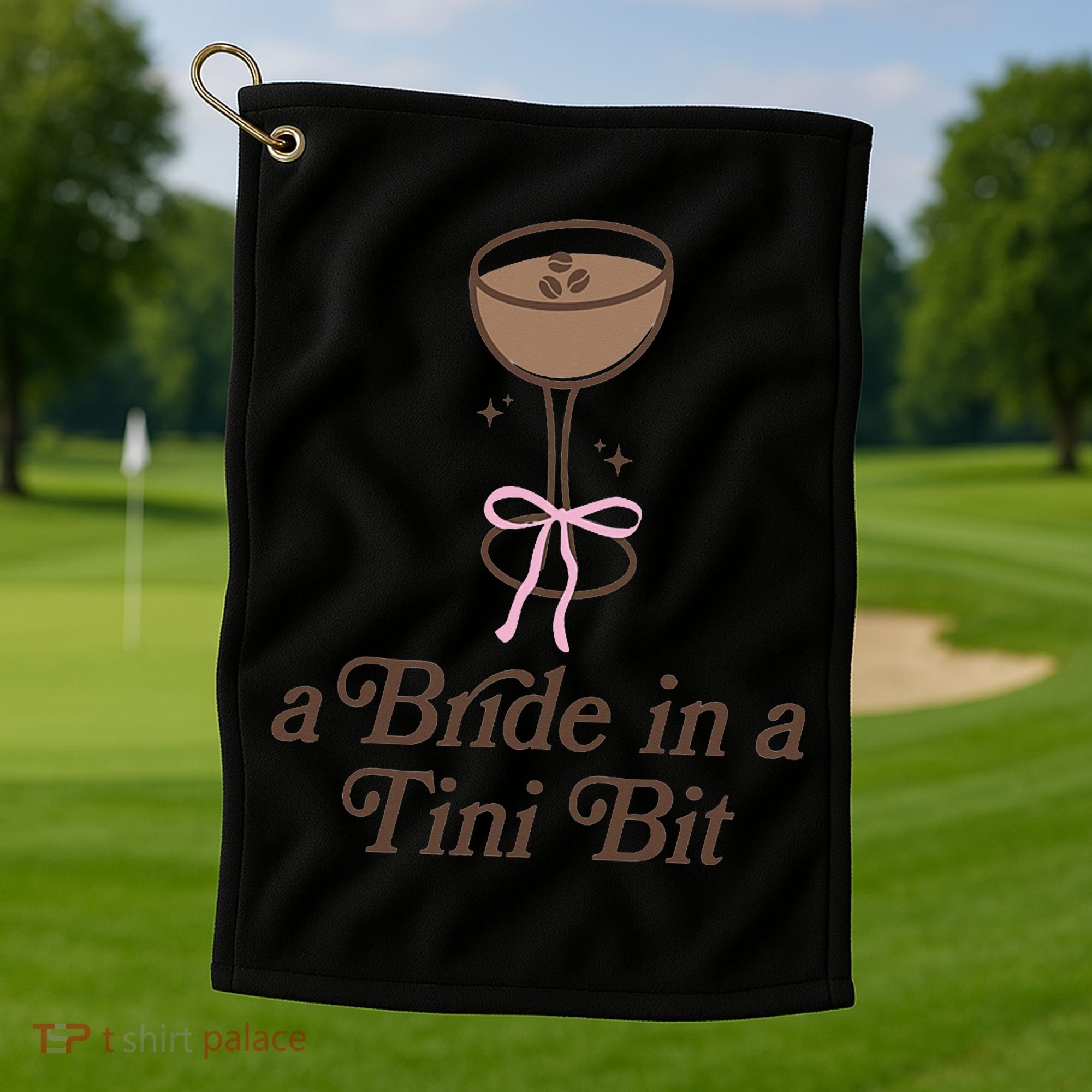 A Bride In A Tini Bit Cocktail Bow Coquette Bachelorette Golf Towel