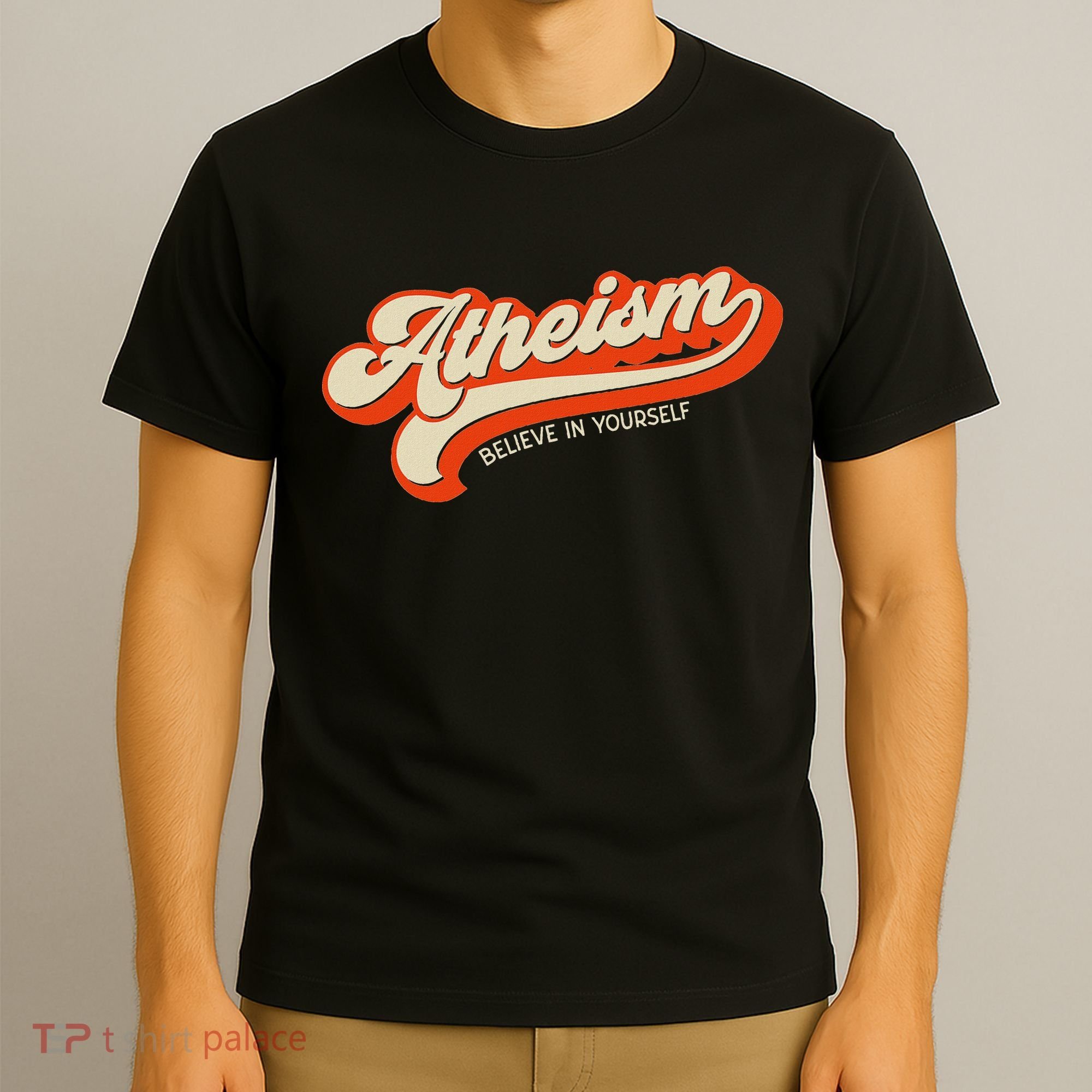 Atheism Believe In Yourself Retro Vintage Distressed Atheist T-Shirt