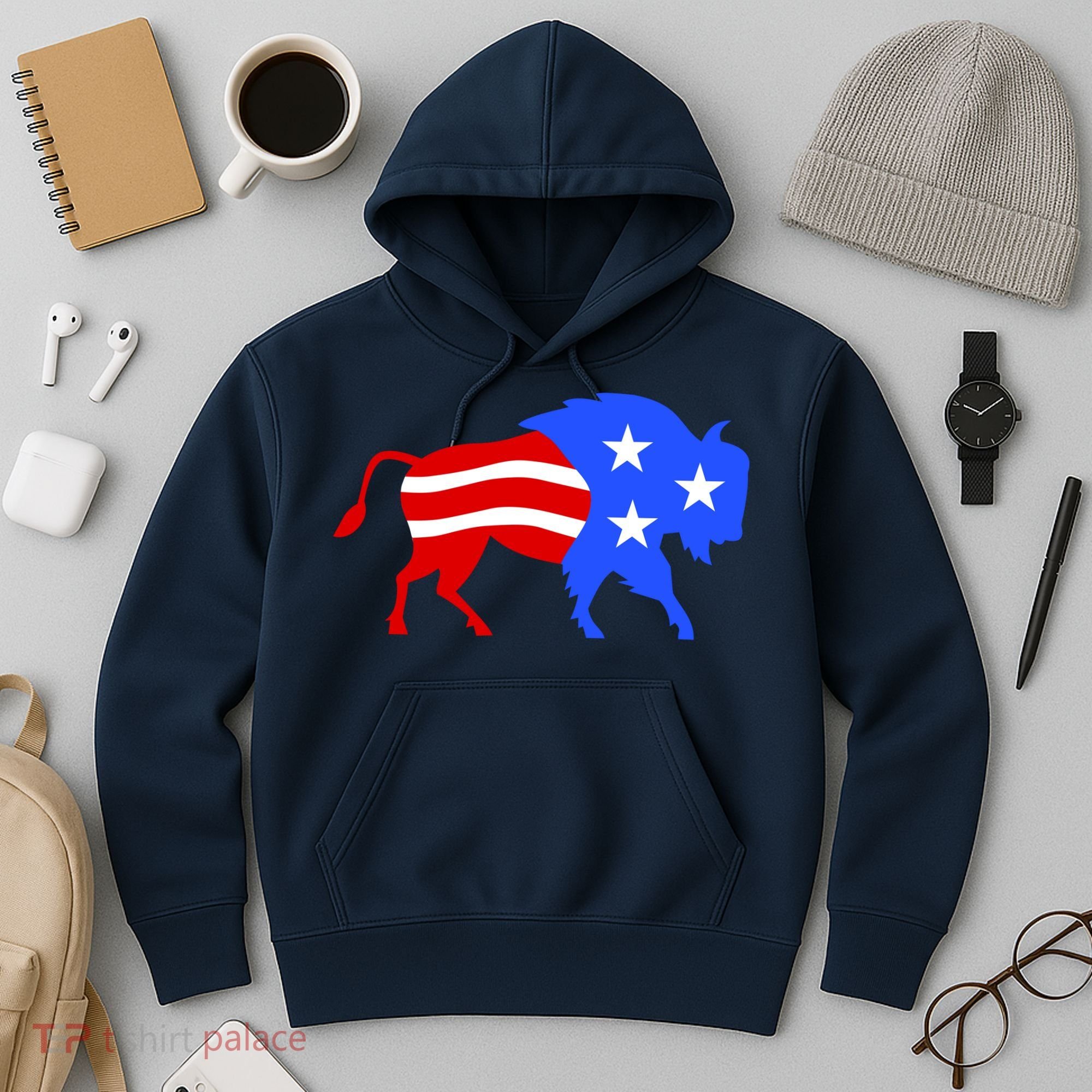 American Bison Illustration Hoodie
