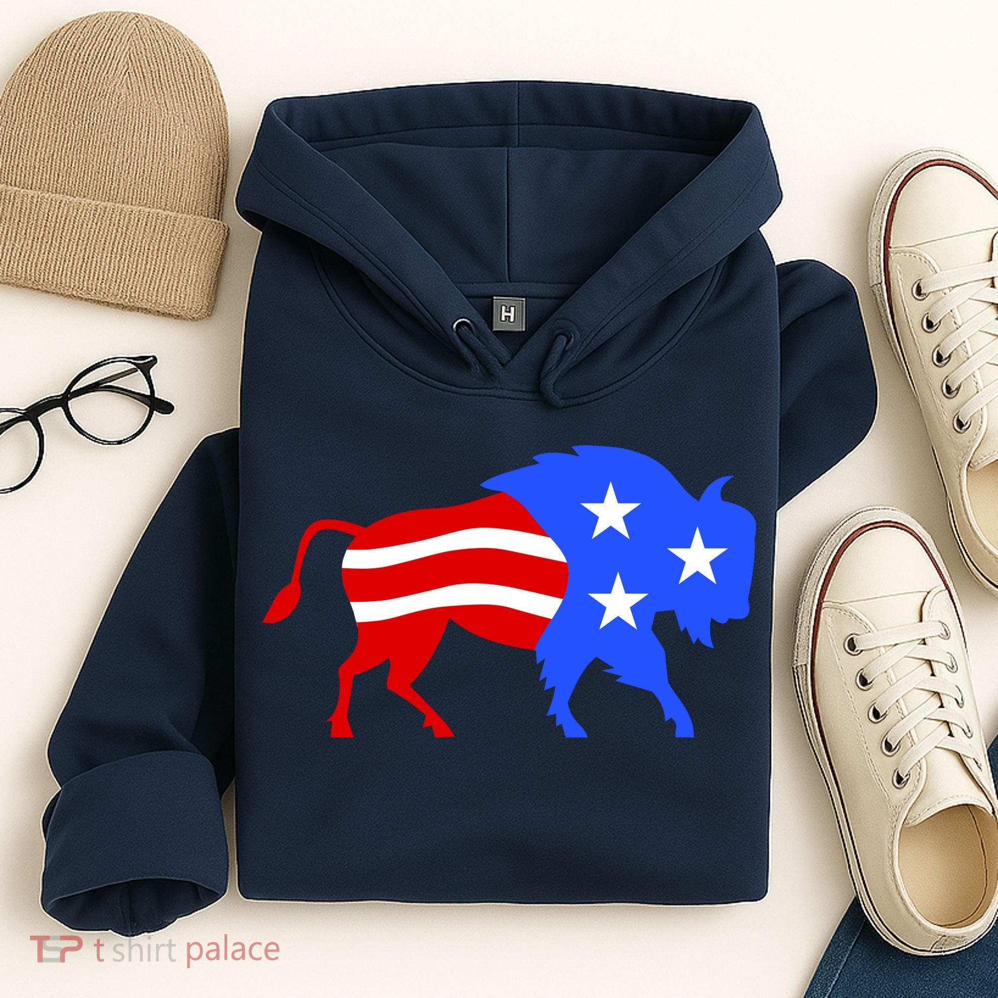 American Bison Illustration Hoodie