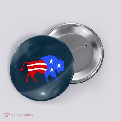 American Bison Illustration Button
