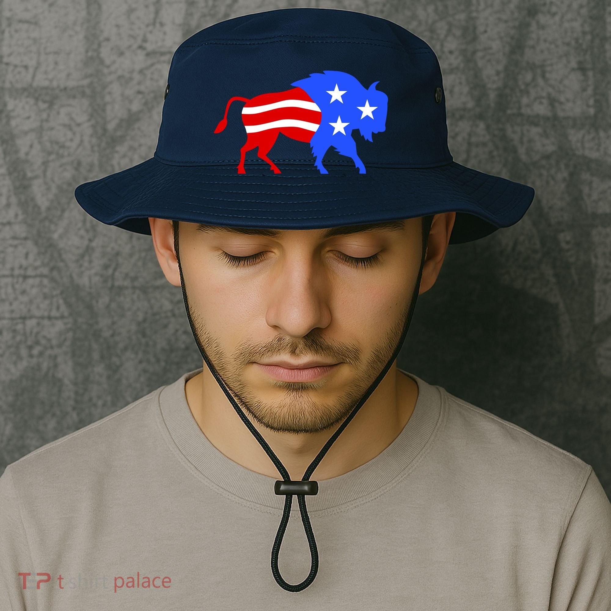 American Bison Illustration Bucket Hat