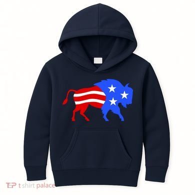 American Bison Illustration Kids Hoodie