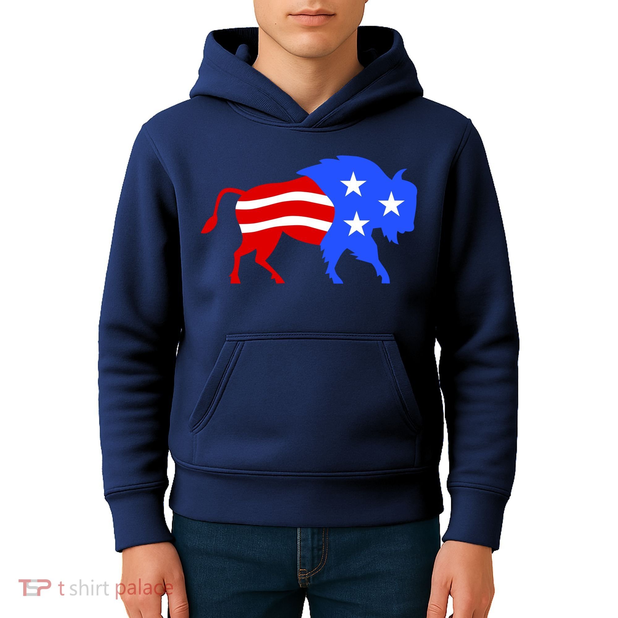 American Bison Illustration Kids Hoodie