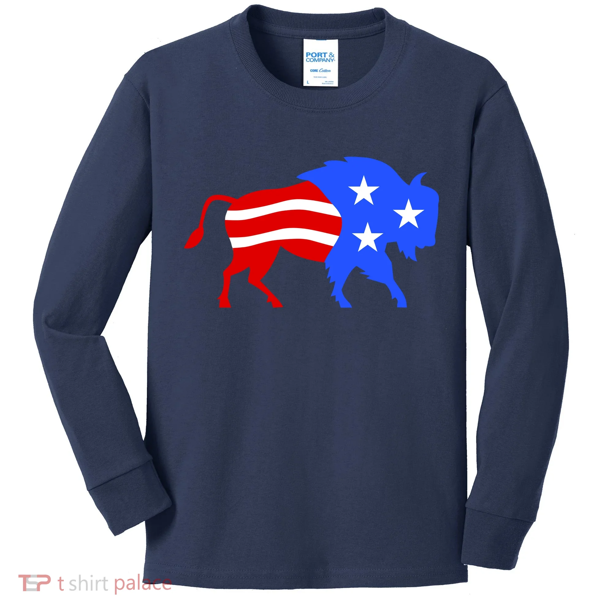 American Bison Illustration Kids Long Sleeve Shirt