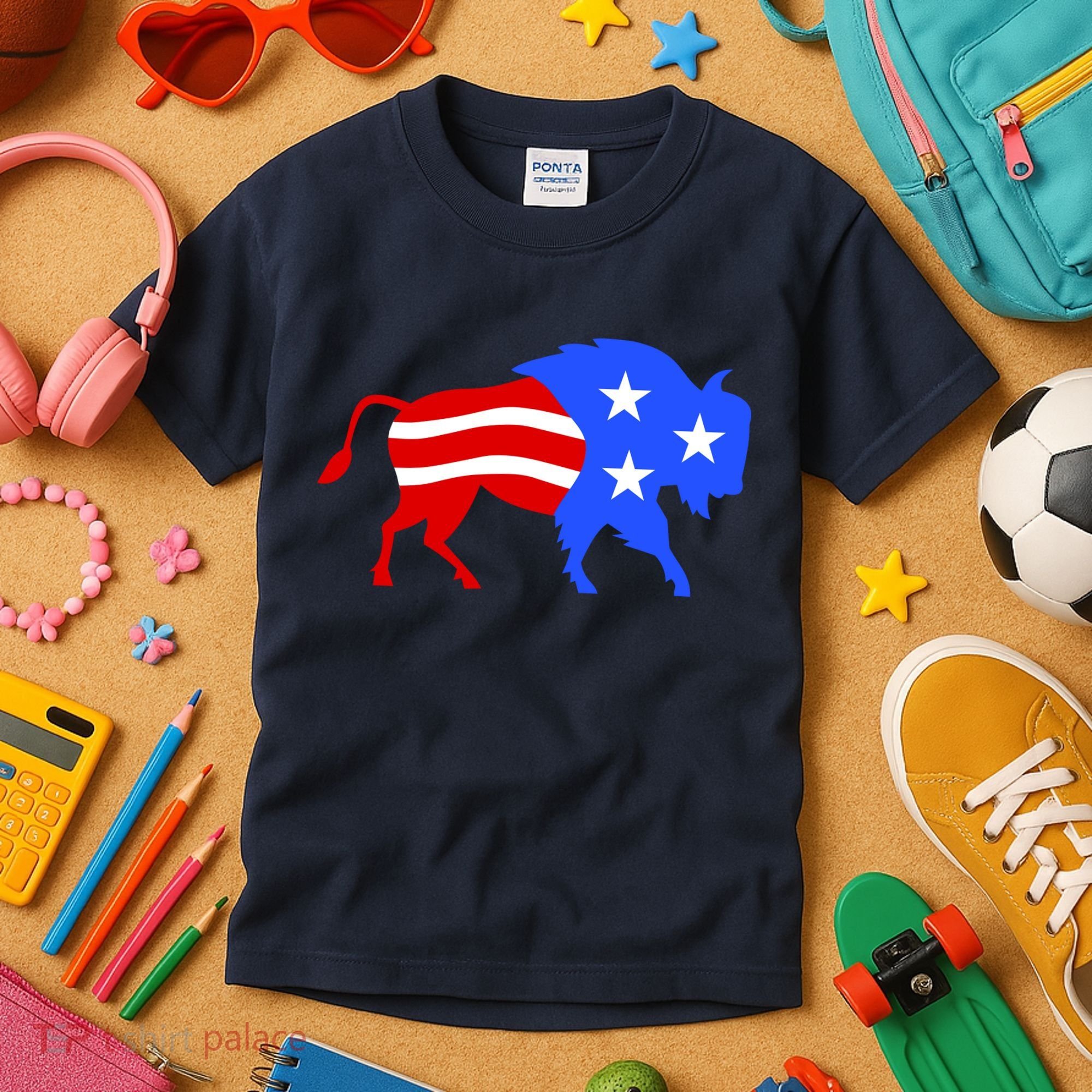 American Bison Illustration Kids T-Shirt