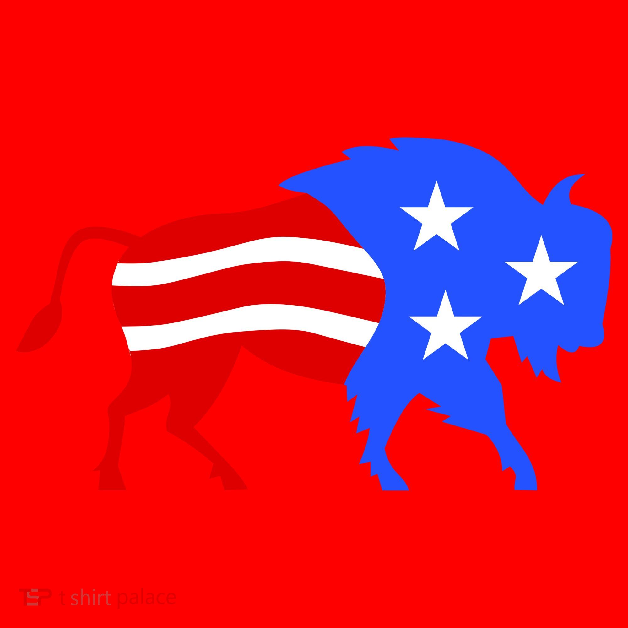 American Bison Illustration Santa Hat