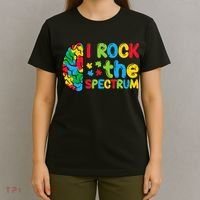 Autism Brain I Rock The Spectrum Awareness T-Shirt thumb 4