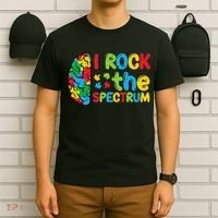 Autism Brain I Rock The Spectrum Awareness T-Shirt thumb 6