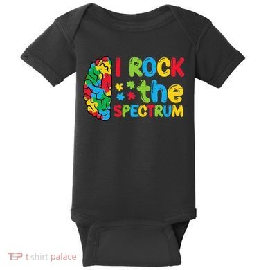 Autism Brain I Rock The Spectrum Awareness Baby Bodysuit