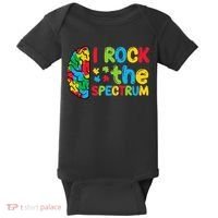 Autism Brain I Rock The Spectrum Awareness Baby Bodysuit thumb 0