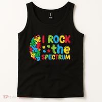 Autism Brain I Rock The Spectrum Awareness Tank Top thumb 2