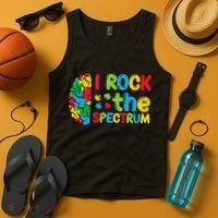 Autism Brain I Rock The Spectrum Awareness Tank Top thumb 4