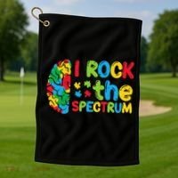 Autism Brain I Rock The Spectrum Awareness Golf Towel thumb 1