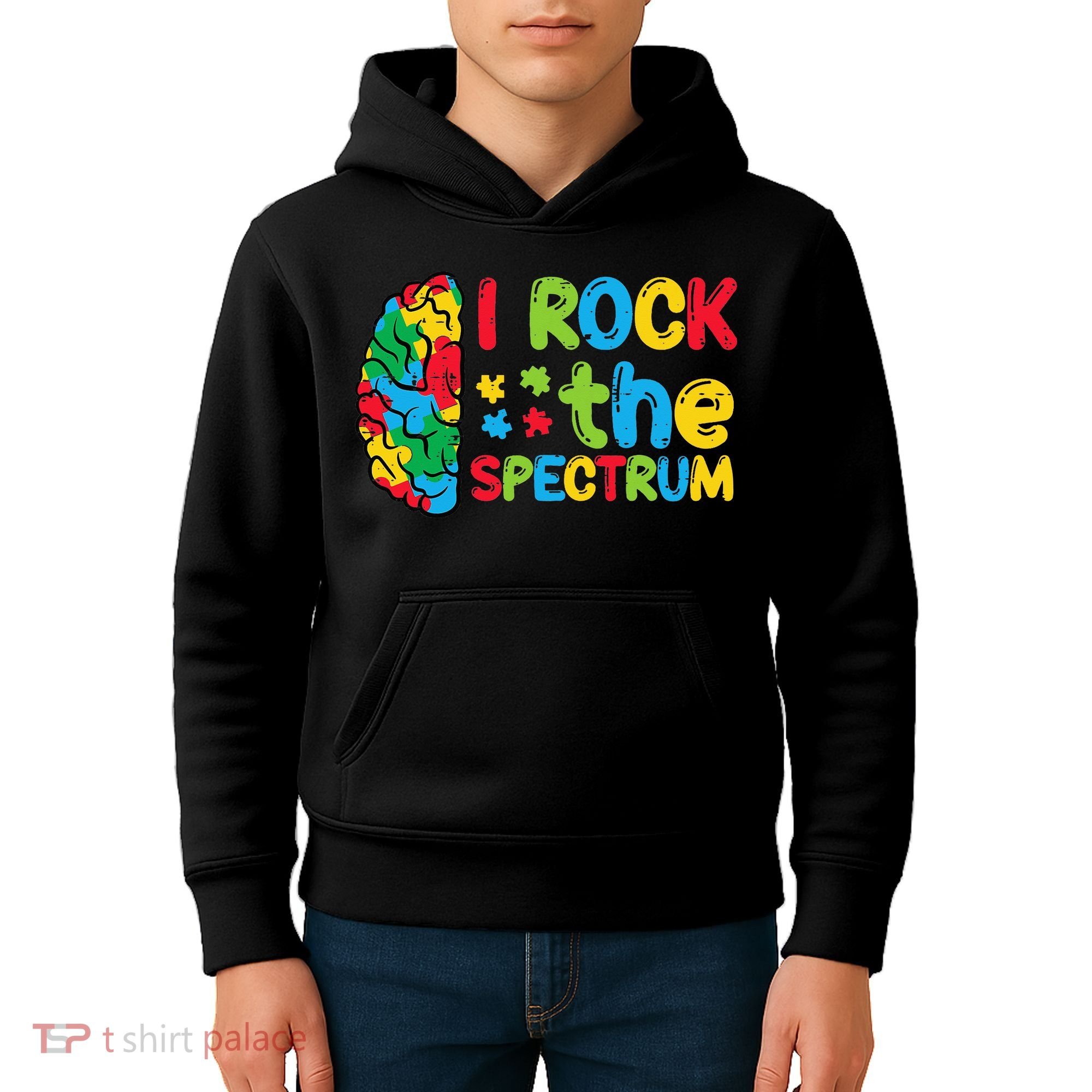 Autism Brain I Rock The Spectrum Awareness Kids Hoodie