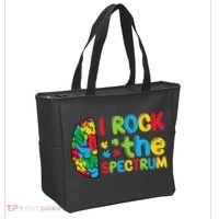 Autism Brain I Rock The Spectrum Awareness Tote Bag thumb 2