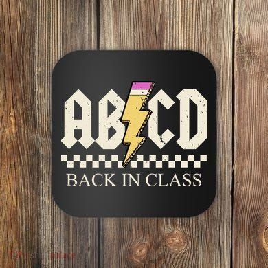 ABCD Back In Class Rock Vintage School Coaster