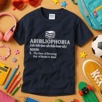 Abibliophobia The Fear Pf Running Out Books To Read Kids T-Shirt thumb 3