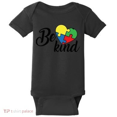 Autism, Be Kind Heart, Autism Awareness Baby Bodysuit
