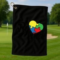 Autism, Be Kind Heart, Autism Awareness Golf Towel thumb 1