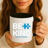 Autism Be Kind E Kind Autism Awareness Coffee Mug thumb 3