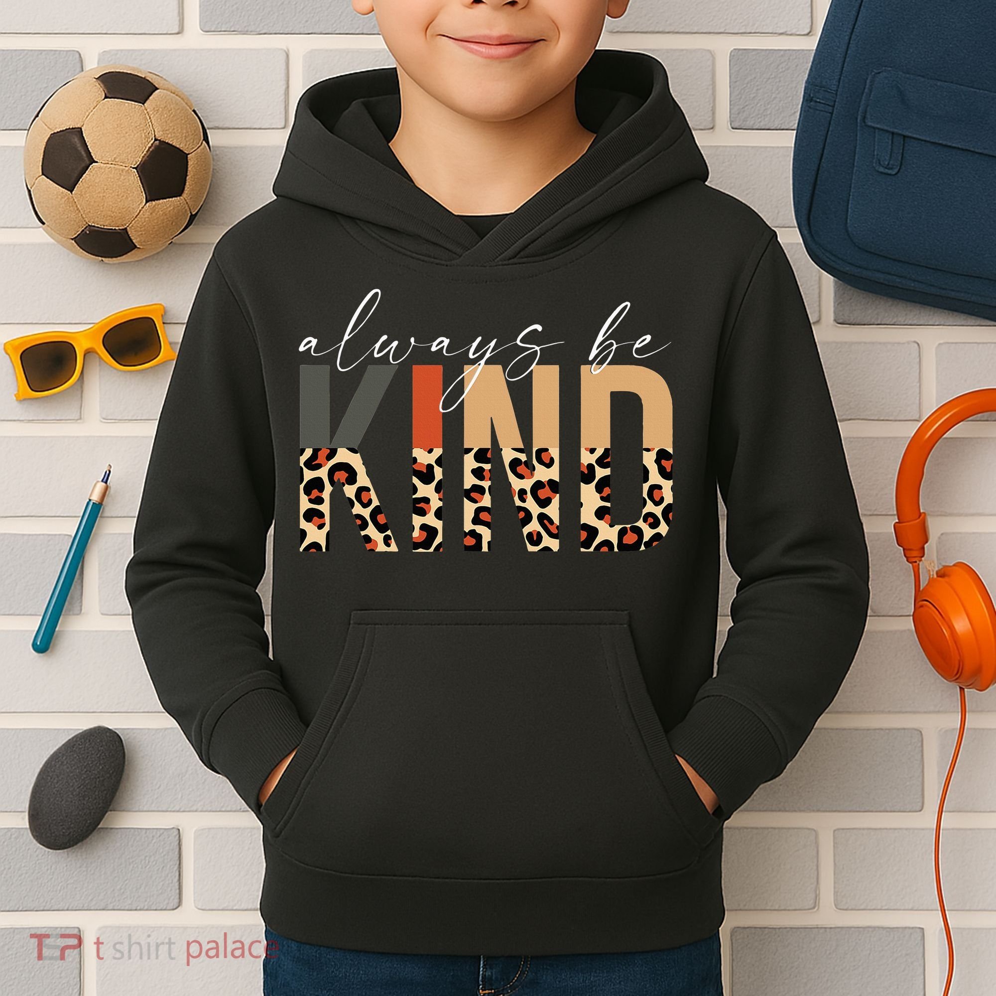 Always Be Kind Leopard Positive Kindness People Quote Kids Hoodie