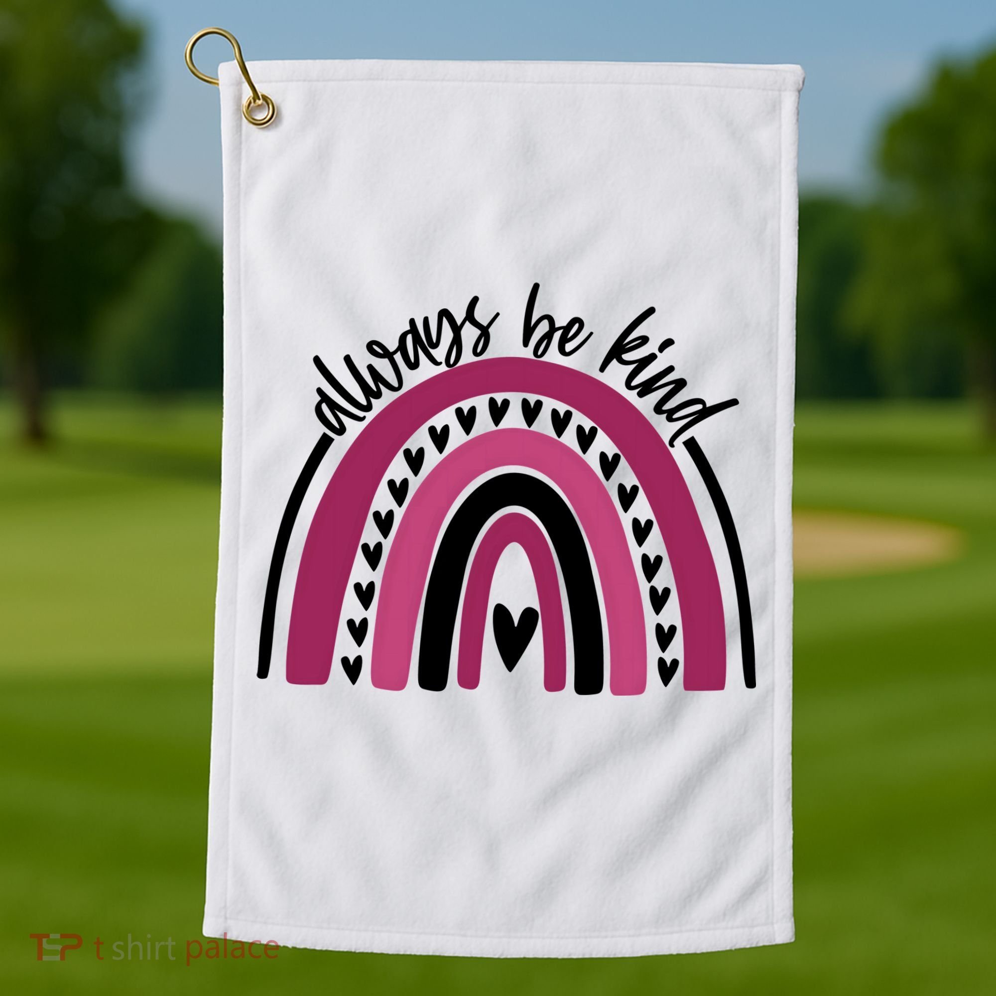 Always Be Kind Inspirational Rainbow Golf Towel