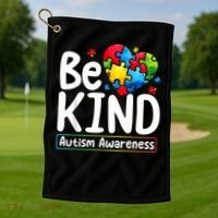 Autism Be Kind Be Kind Autism Awareness Golf Towel thumb 1
