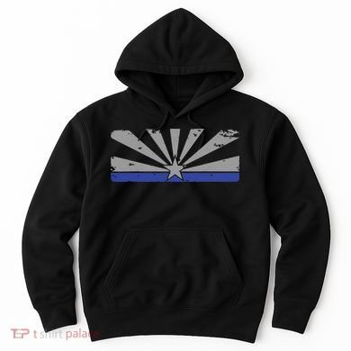 Az Blue Line American Retro Arizona State Flag Distressed Hoodie