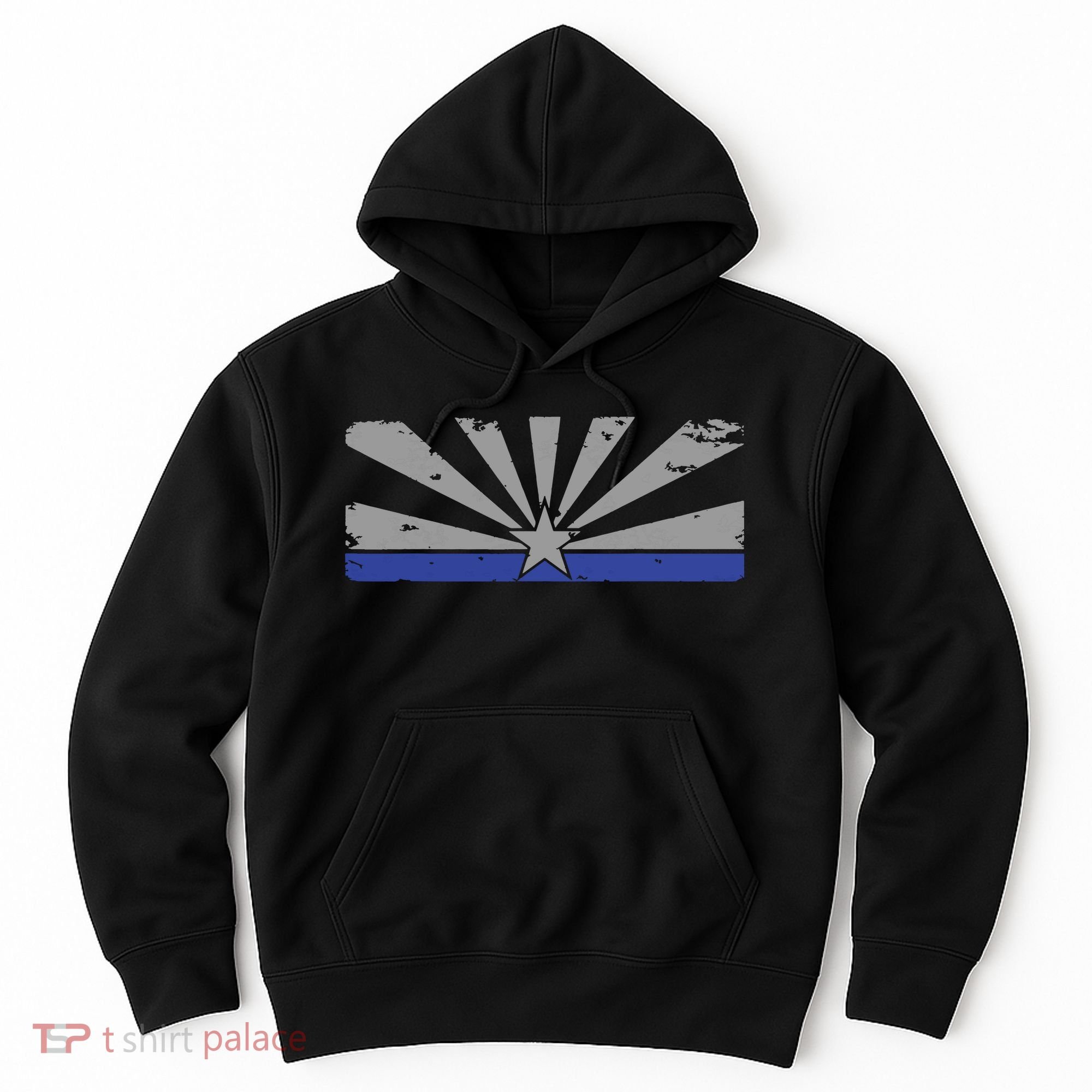 Az Blue Line American Retro Arizona State Flag Distressed Hoodie